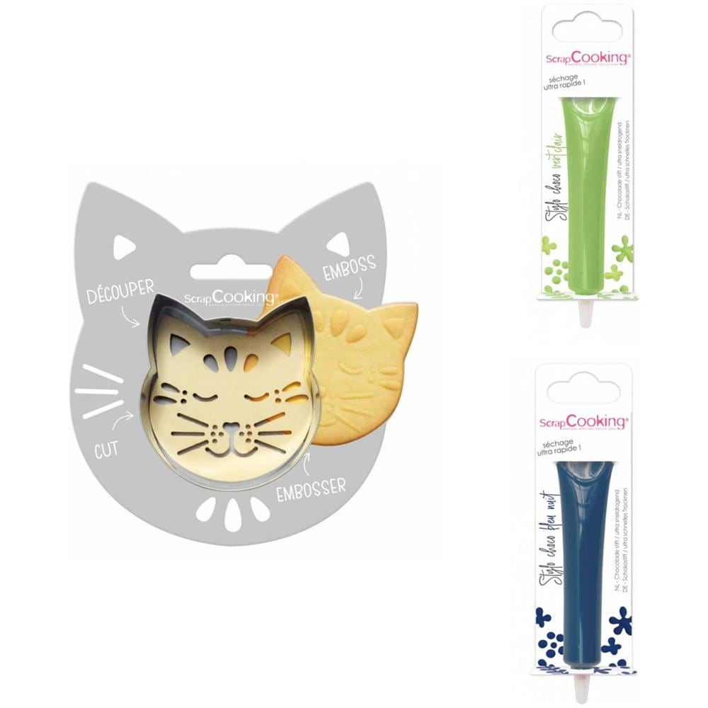 Kit Biscotti Per Gatti + 2 Penne Al Cioccolato Verde Chiaro E Blu Notte - Foto 1