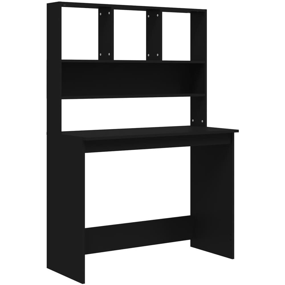 Scrivania con Mensole Nera 102x45x148 cm in Legno Multistrato - Foto 2