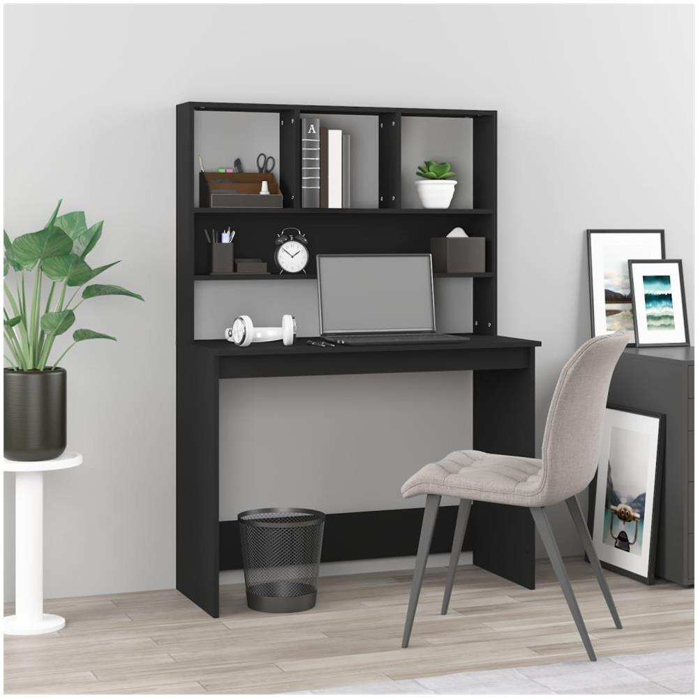 Scrivania con Mensole Nera 102x45x148 cm in Legno Multistrato - Foto 1