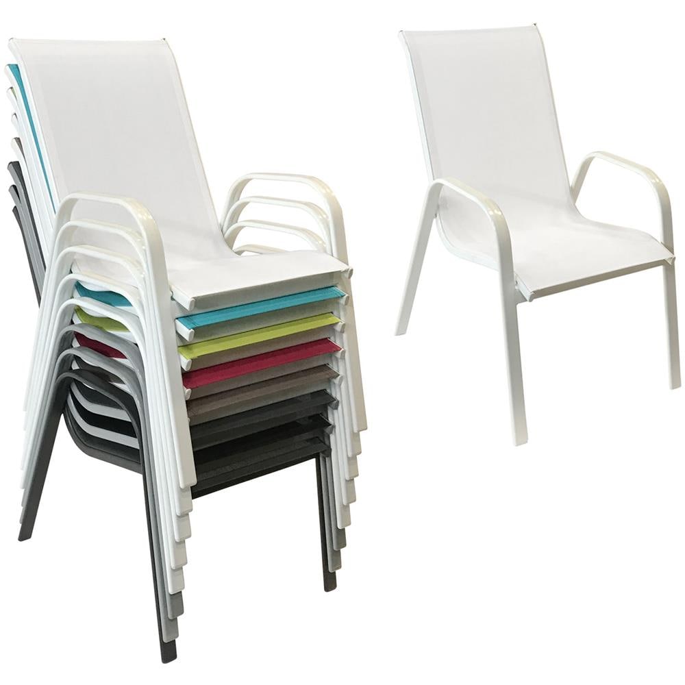 Set Di 8 Sedie Marbella In Textilene Bianco - Alluminio Bianco - Foto 2