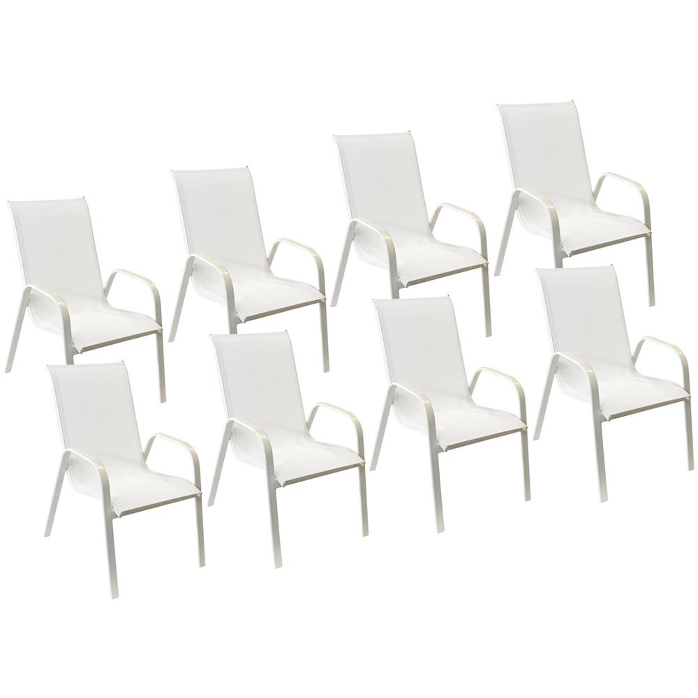 Set Di 8 Sedie Marbella In Textilene Bianco - Alluminio Bianco - Foto 1