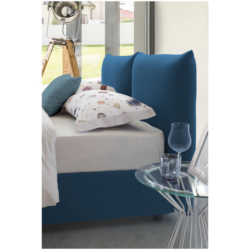 Letto Matrimoniale Cristel, Letto Contenitore Con Rivestimento In Tessuto, 100% Made In Italy, Apertura Frontale, Con Materasso Cm 160x190 Incluso, Blu - Foto 4