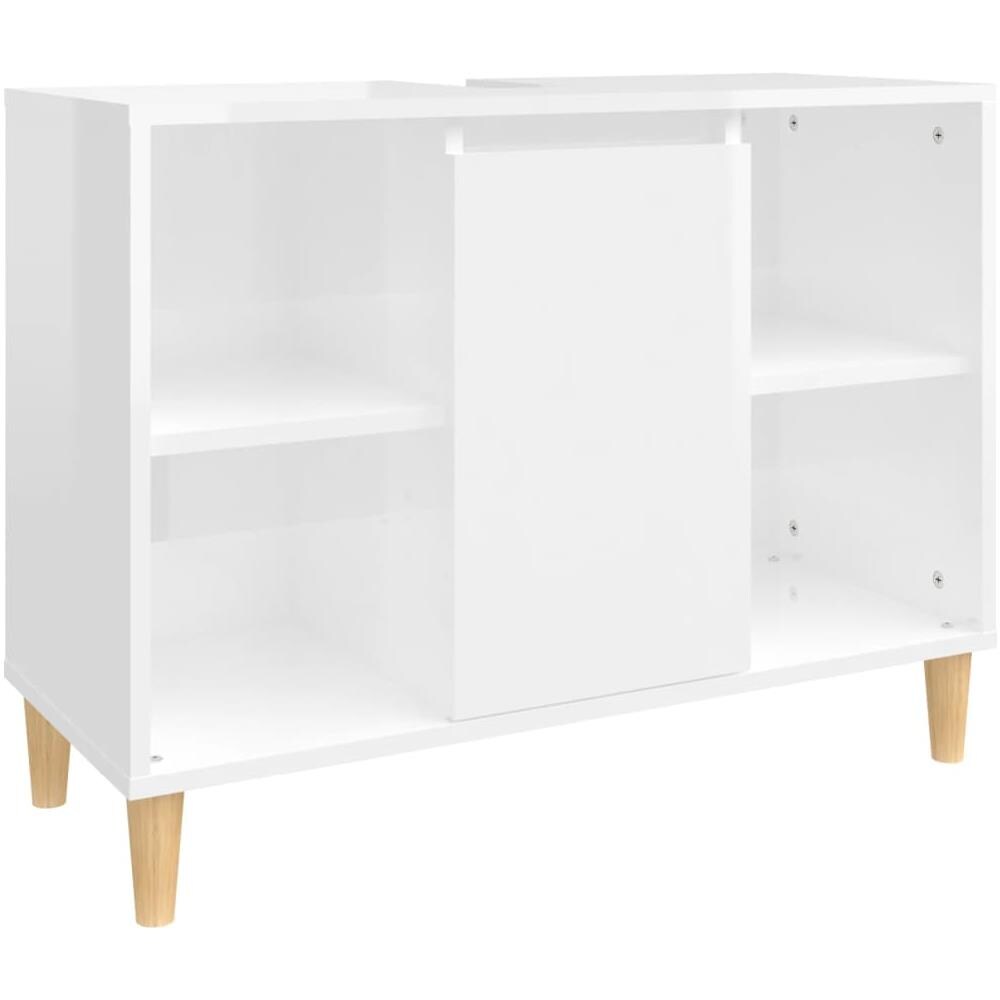 Mobile Lavabo Bianco Lucido 80x33x60 Cm In Legno Multistrato - Foto 2
