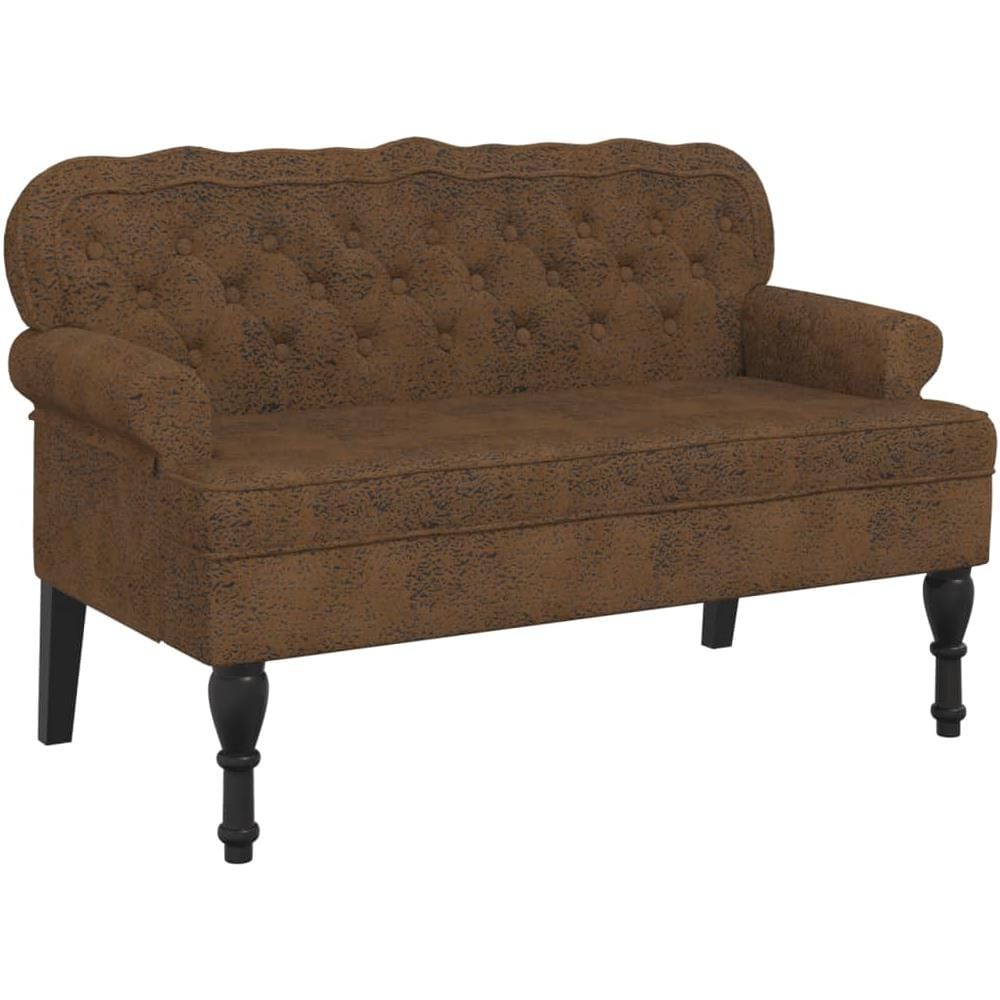 Panca Con Schienale Marrone 119,5x64,5x75 Cm In Scamosciato - Foto 2