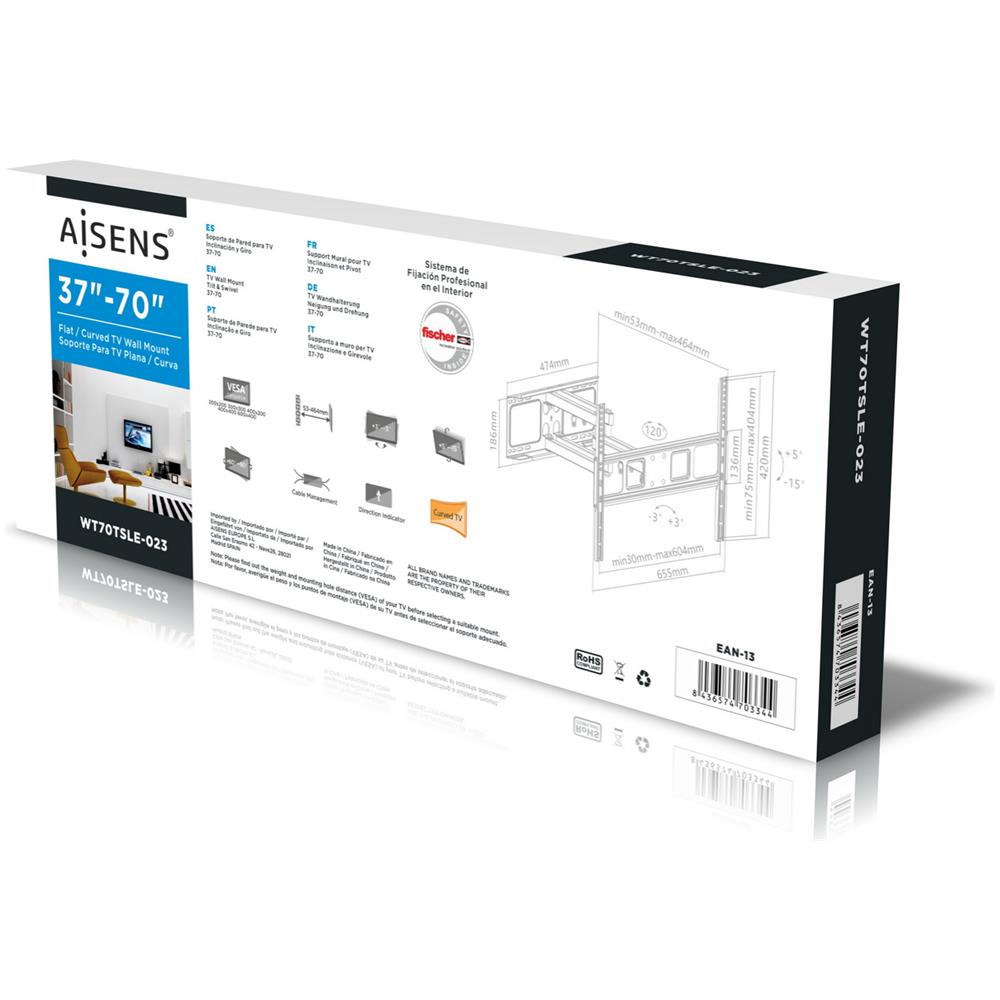 WT70TSLE-023 Supporto TV a parete 177,8 cm (70") Nero - Foto 9