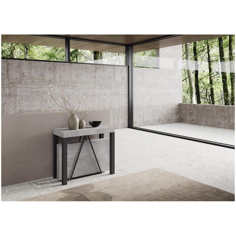 Consolle allungabile 90x40/300 cm Tiris cemento telaio antracite - Foto 2