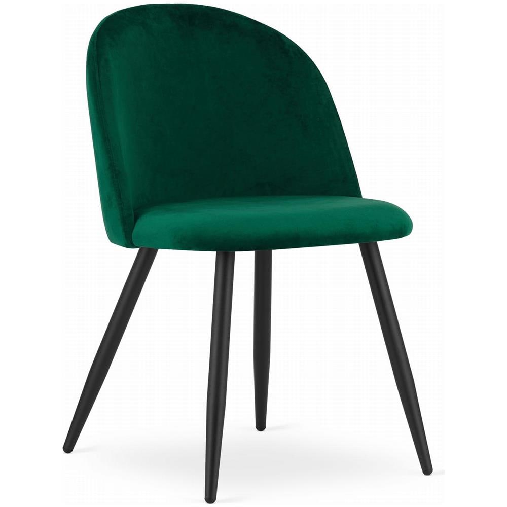 Sedia BELLO in velluto verde con gambe in metallo nero - Foto 1