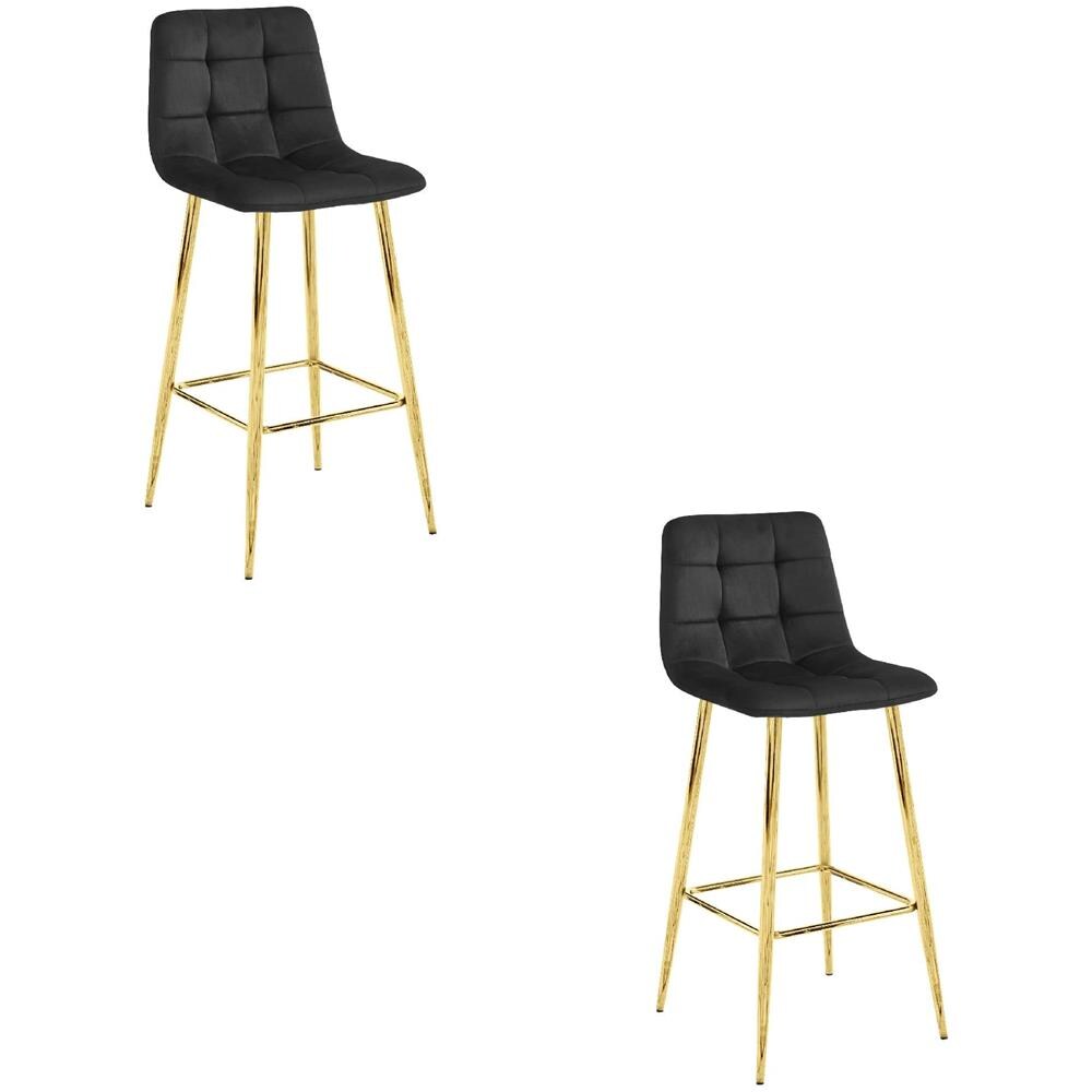 TEOTO SGABELLO Gambe in velluto nero e oro x2 - Foto 1