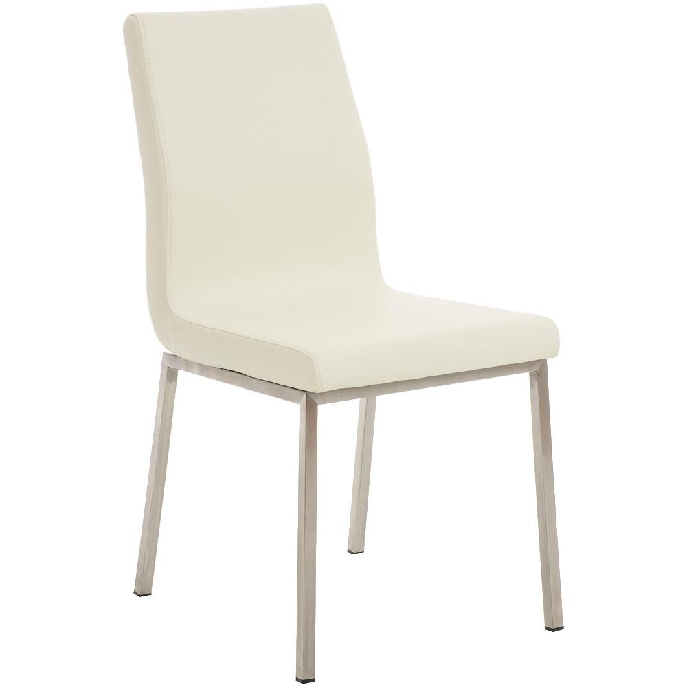 Sedia Da Pranzo Moderna Mendler HWC-C41 - Ecopelle Avorio, Base Cromata, Altezza Regolabile, Carico Max 120 Kg