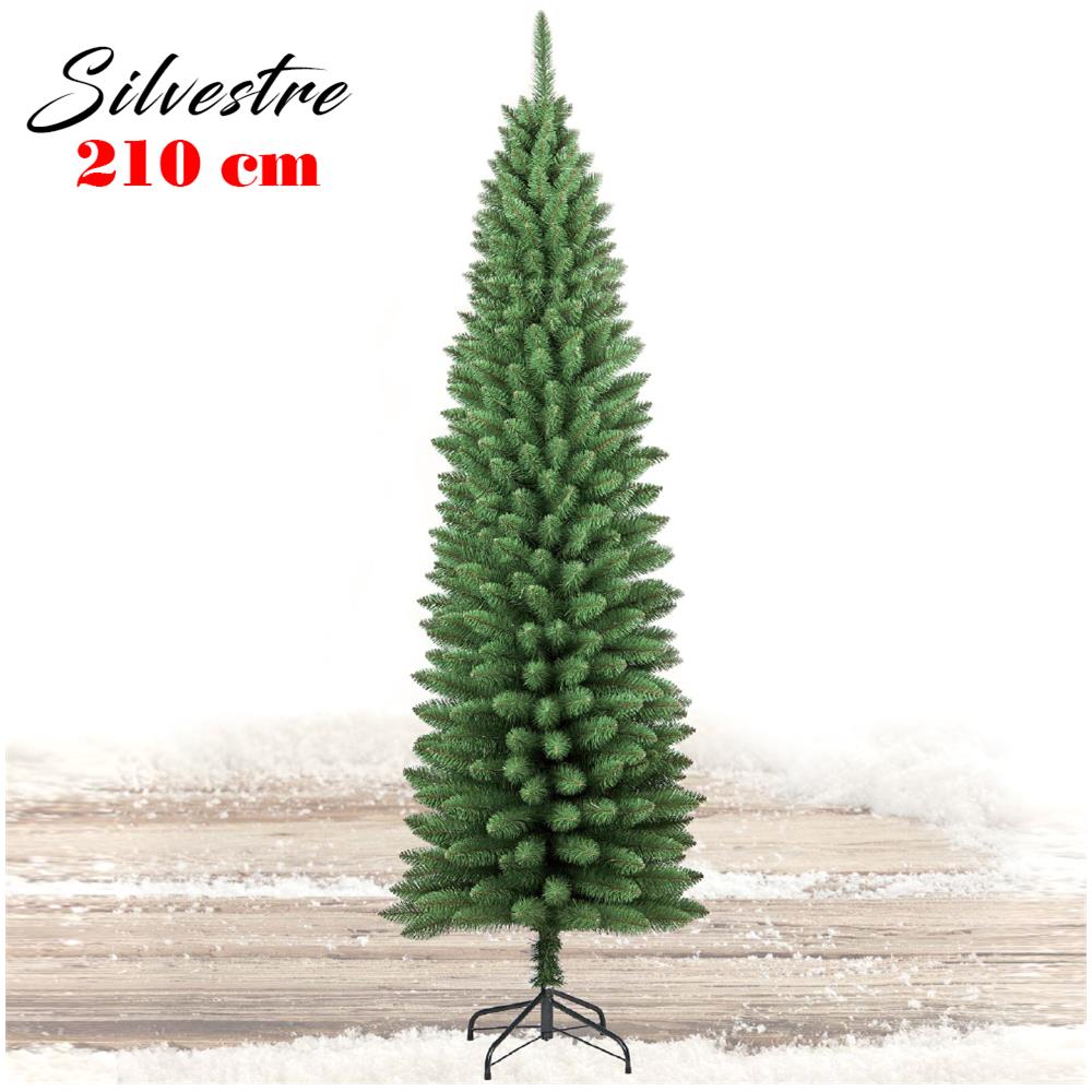 Albero Di Natale 210cm Silvestre Slim 442 Rami Super Folto Verde Base A Croce - Foto 1