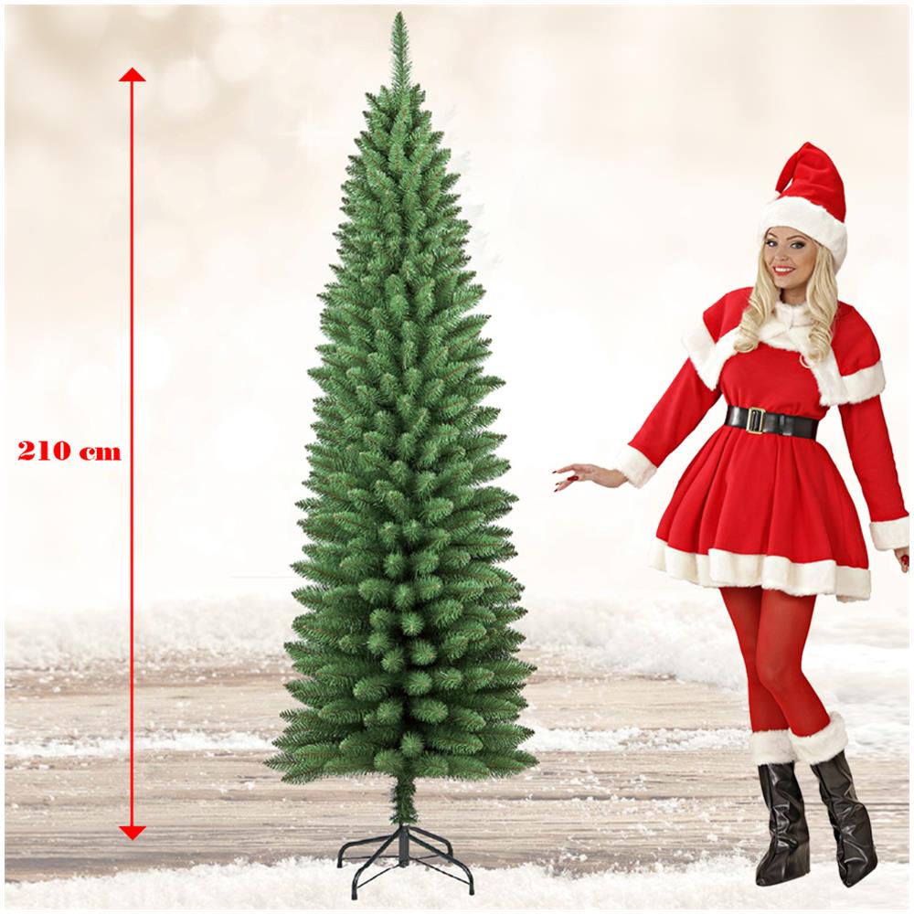 Albero Di Natale 210cm Silvestre Slim 442 Rami Super Folto Verde Base A Croce - Foto 2