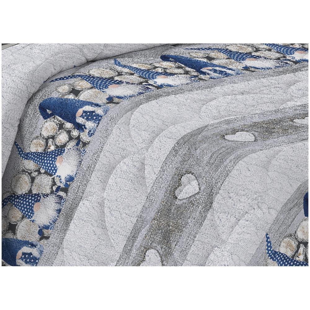 Trapunta Invernale Linea Pensieri Delicati Disegno Gnomi Colore Blu Singolo Blu - Foto 4