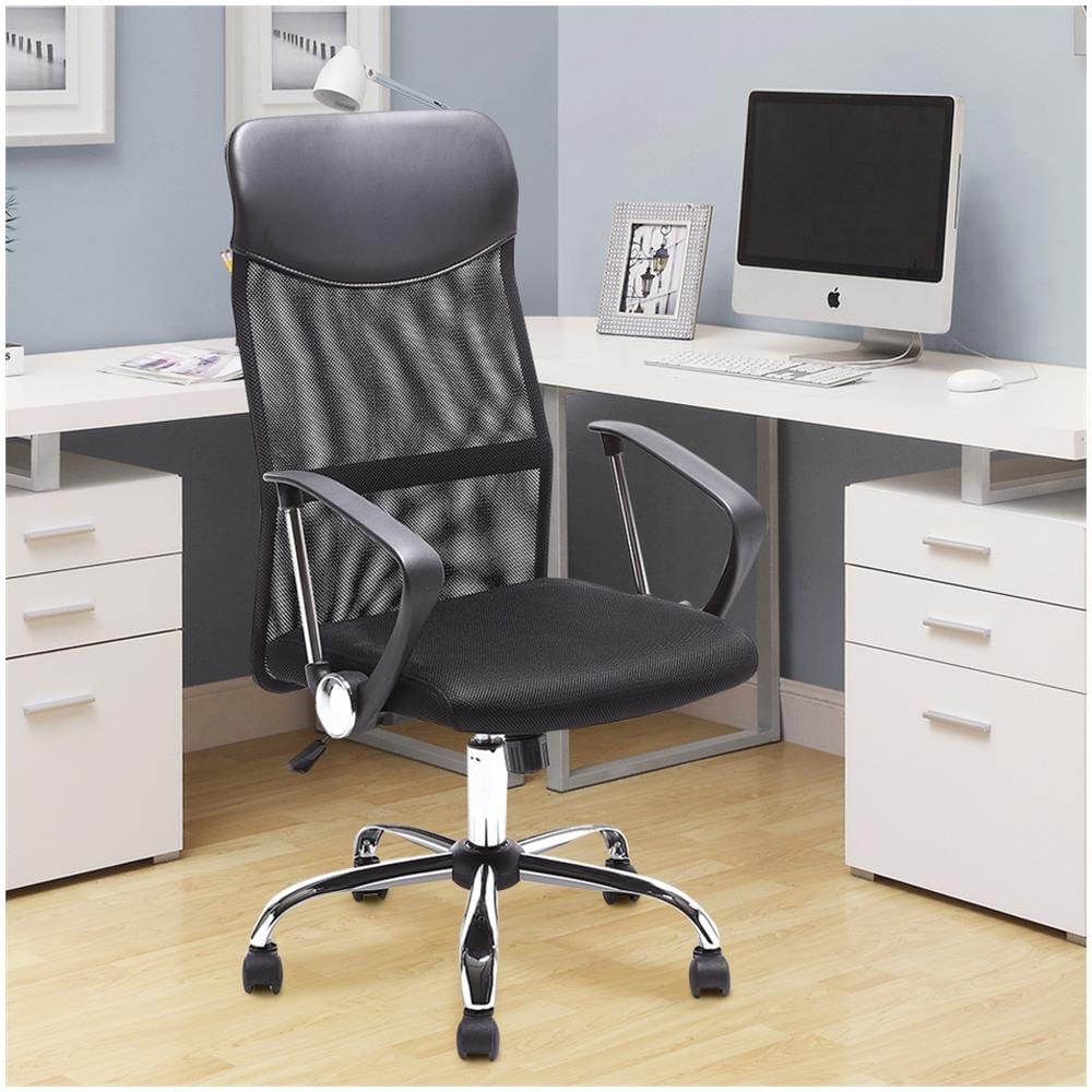 Poltrona Sedia Scrivania Ufficio Presidenziale Girevole Direzionale Tessuto Nero - Foto 2