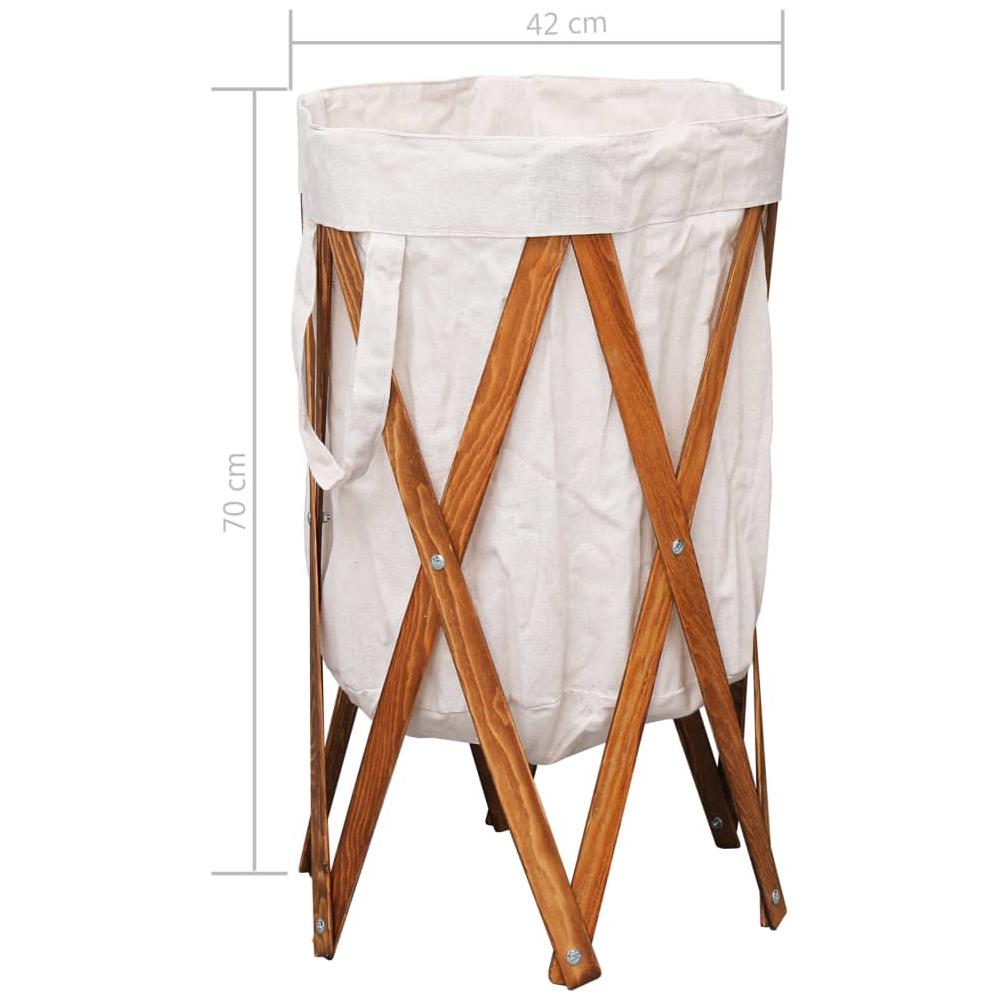 Cesto Della Biancheria Pieghevole Crema Legno E Tessuto - Foto 7