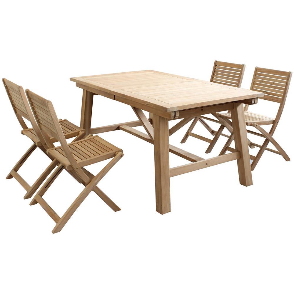 Orator - Set Tavolo In Teak Cm 160/240 X 90 X 77 H Con 4 Sedie Orator - Foto 1