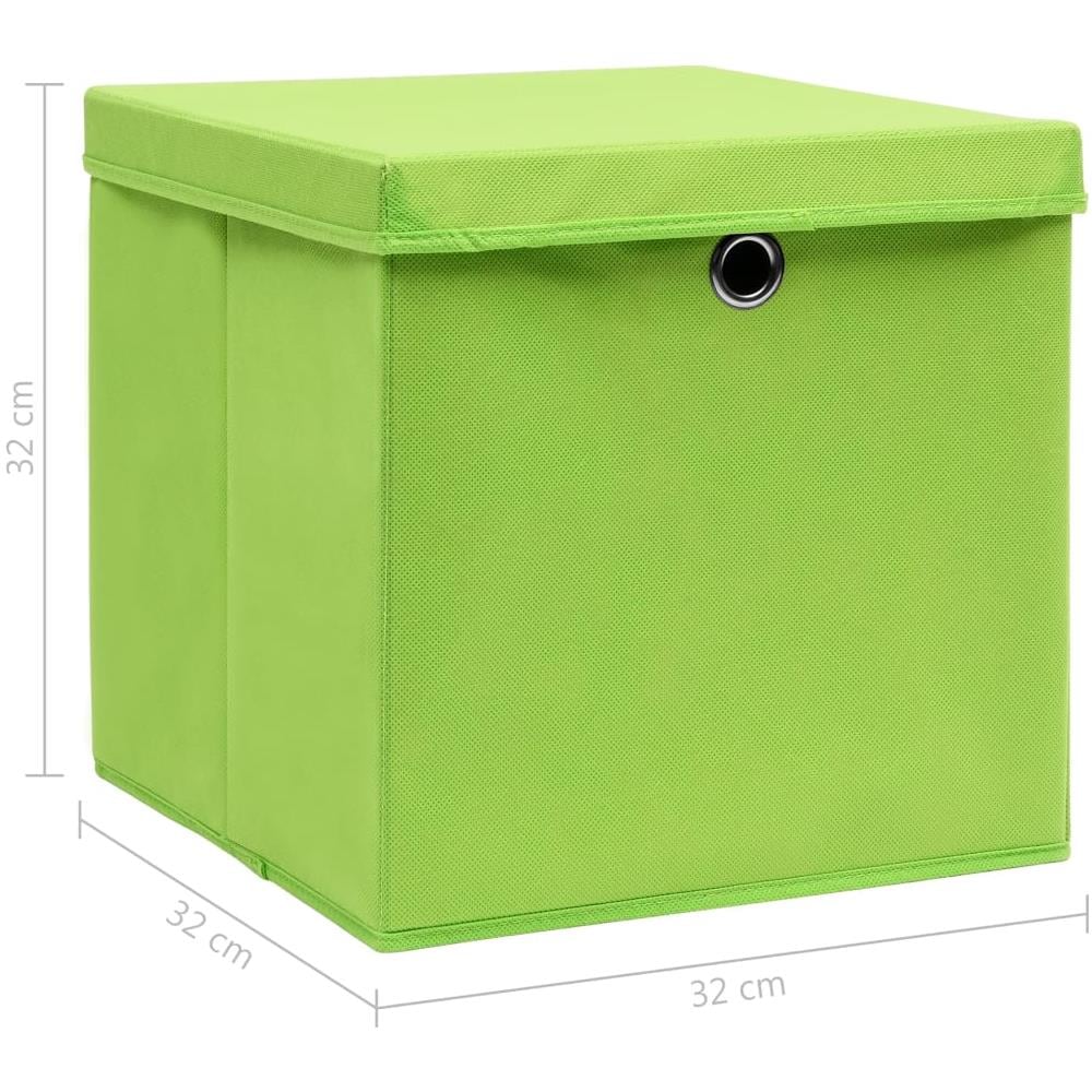 Scatole Portaoggetti con Coperchi 4pz Verdi 32x32x32 cm Tessuto - Foto 9