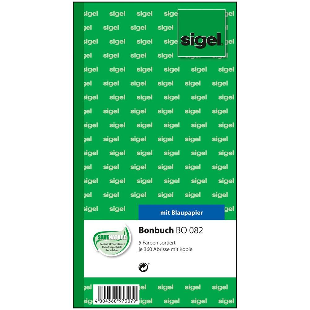 Formularbuch ""bonbuch"", 105 X 200 Mm, Farbig Sortiert 360 Abrisse, Mit Blaupapier, 2 X 60 Blatt, Farbig Sortiert - 5 Stck (bo082) - Foto 1