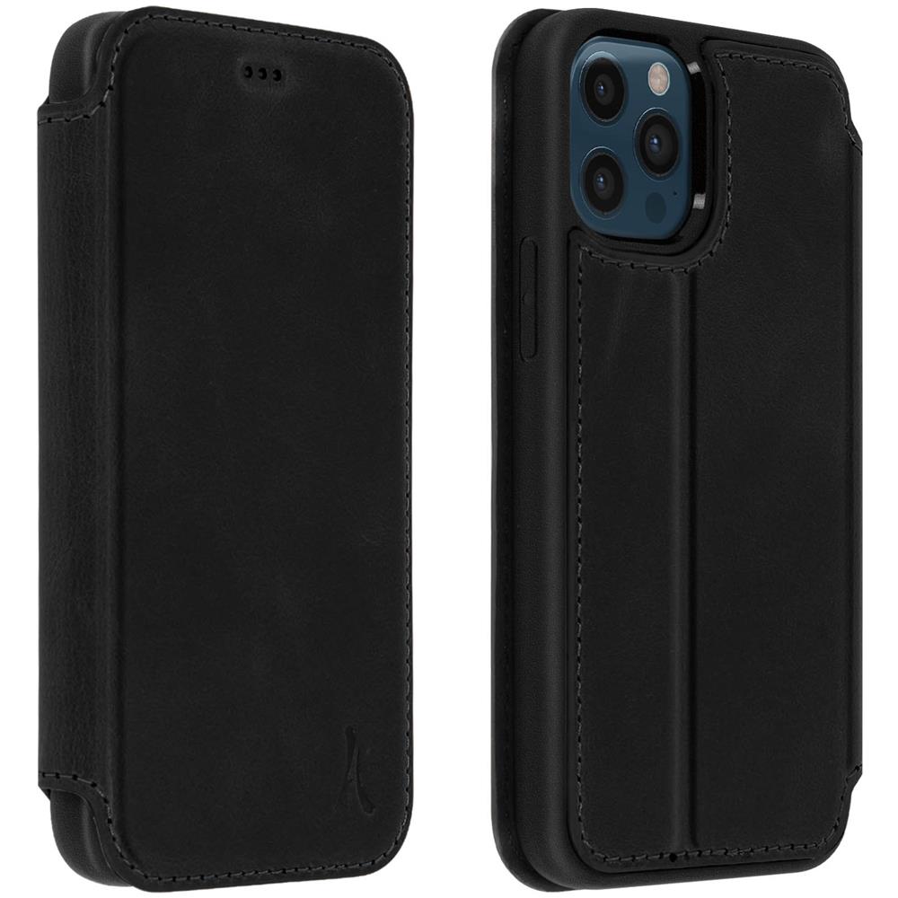 Custodia Per Iphone 12 Pro Max Portacarte Pelle Funzione Stand Nero - Foto 1