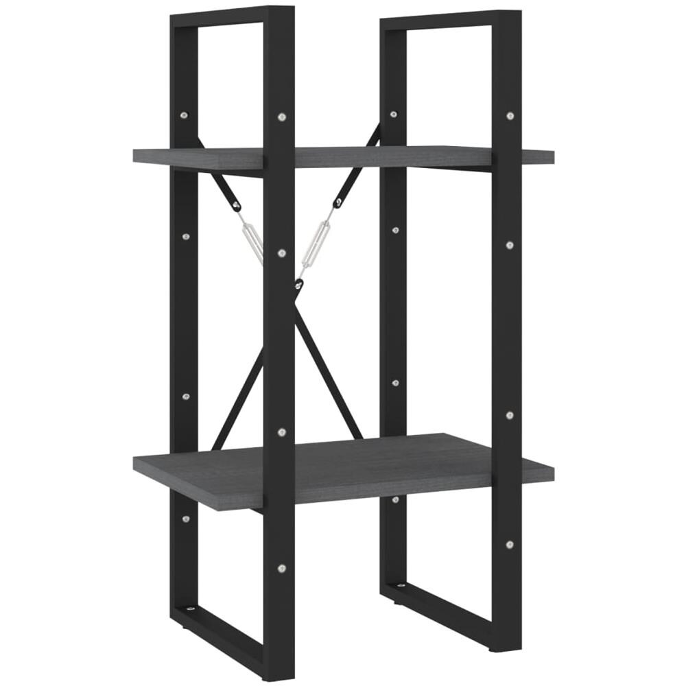 Libreria A 2 Ripiani Grigia 40x30x70 Cm In Massello Di Pino - Foto 2