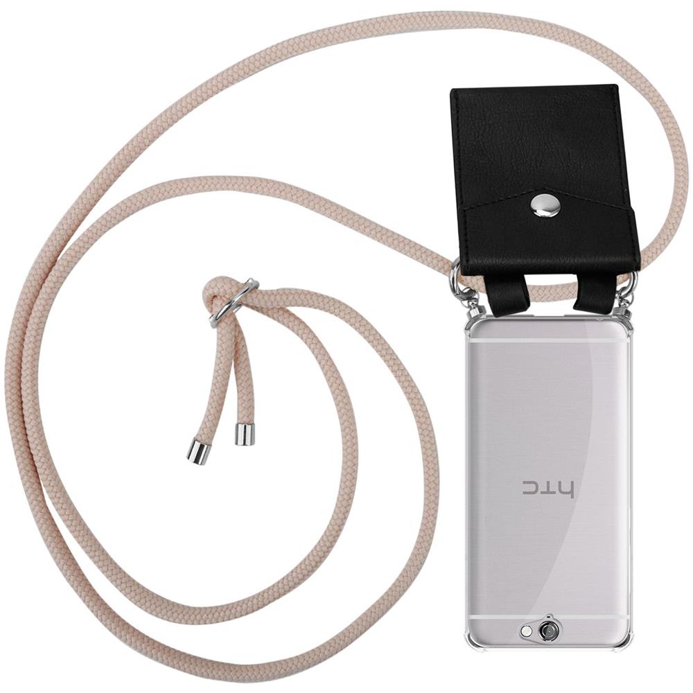Catena Di Telefoni Cellulari Compatibile Con Htc One A9 In Or Rosato A Perla - Coperchio Protettivo In Silicone Con Anelli D'argento, Cinturino In Corda E Custodia Staccabile - Foto 1