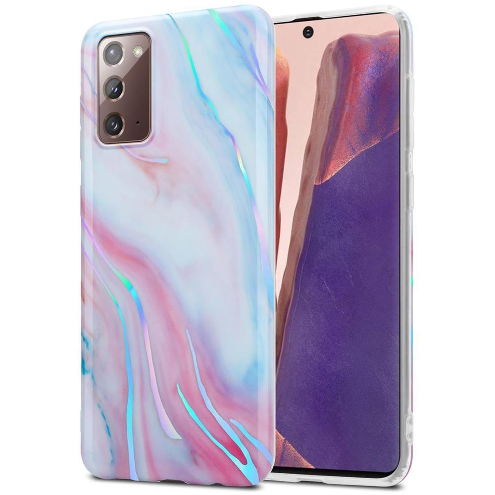 Custodia Compatibile Con Samsung Galaxy Note 20 In Marmo Rosa Bianco No. 15 - Coperchio Protettivo In Silicone Tpu Con Motivo A Mosaico - Foto 1