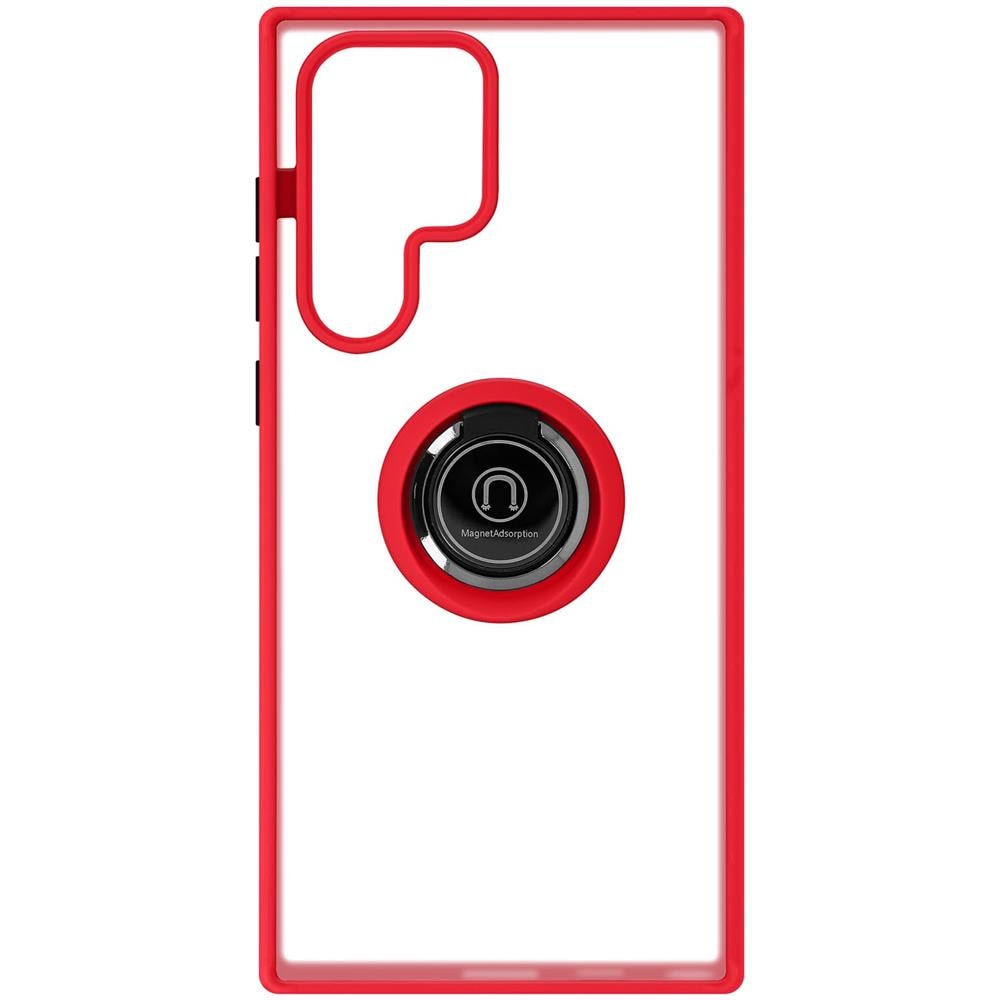 Cover Samsung Galaxy S22 Ultra Bimateria Anello Metallico Supporto Rossa - Foto 1