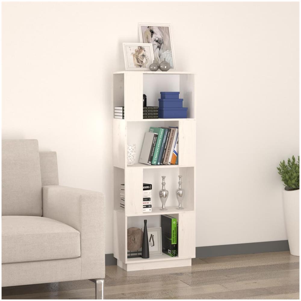 Libreria / divisorio Bianco 51x25x132 Cm Legno Massello Di Pino - Foto 3