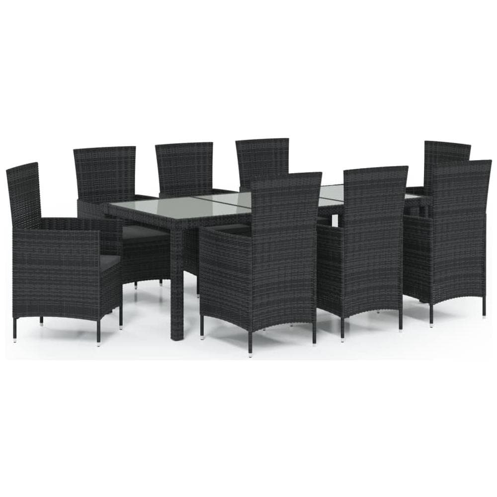 Set Mobili Da Giardino 9 Pz Con Cuscini In Polyrattan Nero - Foto 2