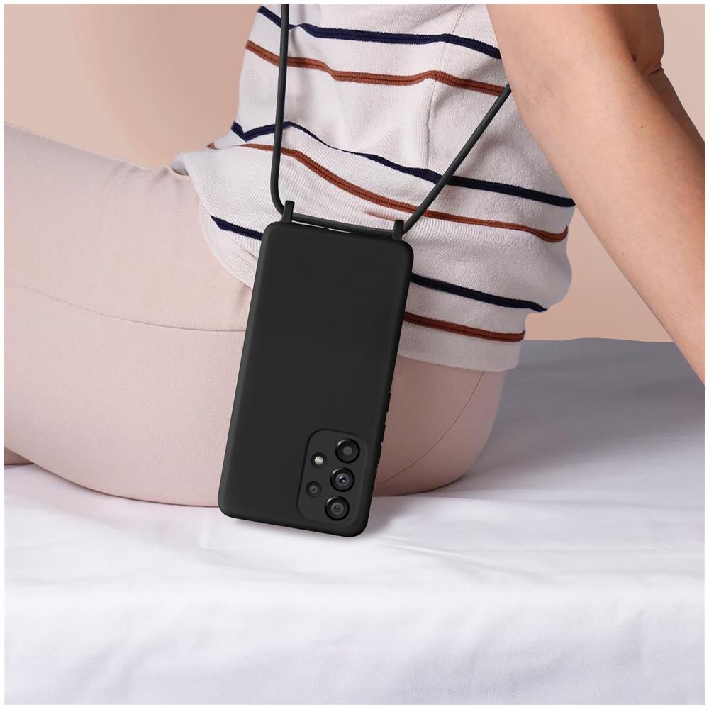 Cover Semirigida Per Samsung Galaxy A53 5g Cordino Nylon Intrecciato 80 Cm Nera - Foto 2