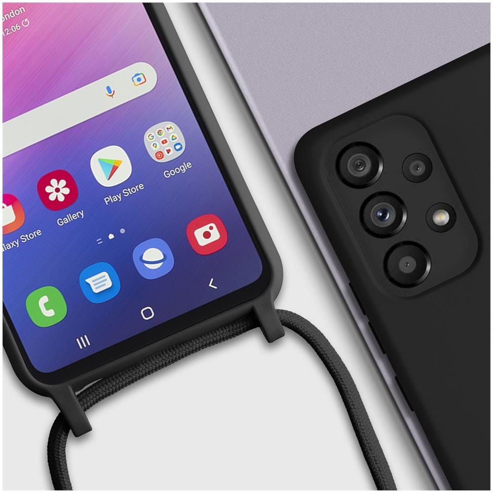 Cover Semirigida Per Samsung Galaxy A53 5g Cordino Nylon Intrecciato 80 Cm Nera - Foto 5