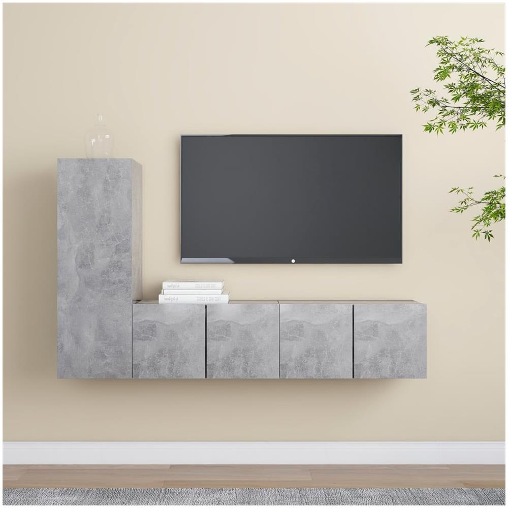 Set Porta Tv 3 Pz Grigio Cemento In Truciolato - Foto 1