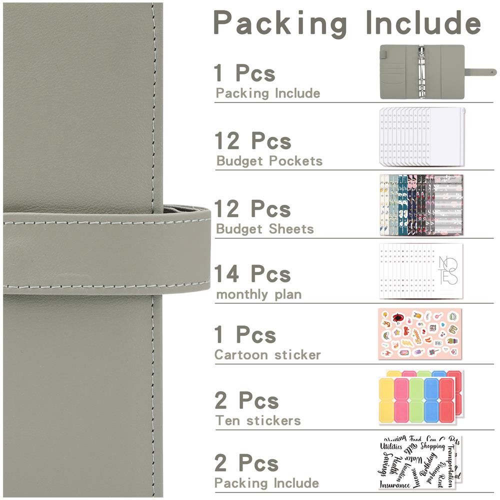 Raccoglitore Ad Anelli A6 Con Pianificatore Di Budget Per Fogli Di Bilancio Grey - Foto 2