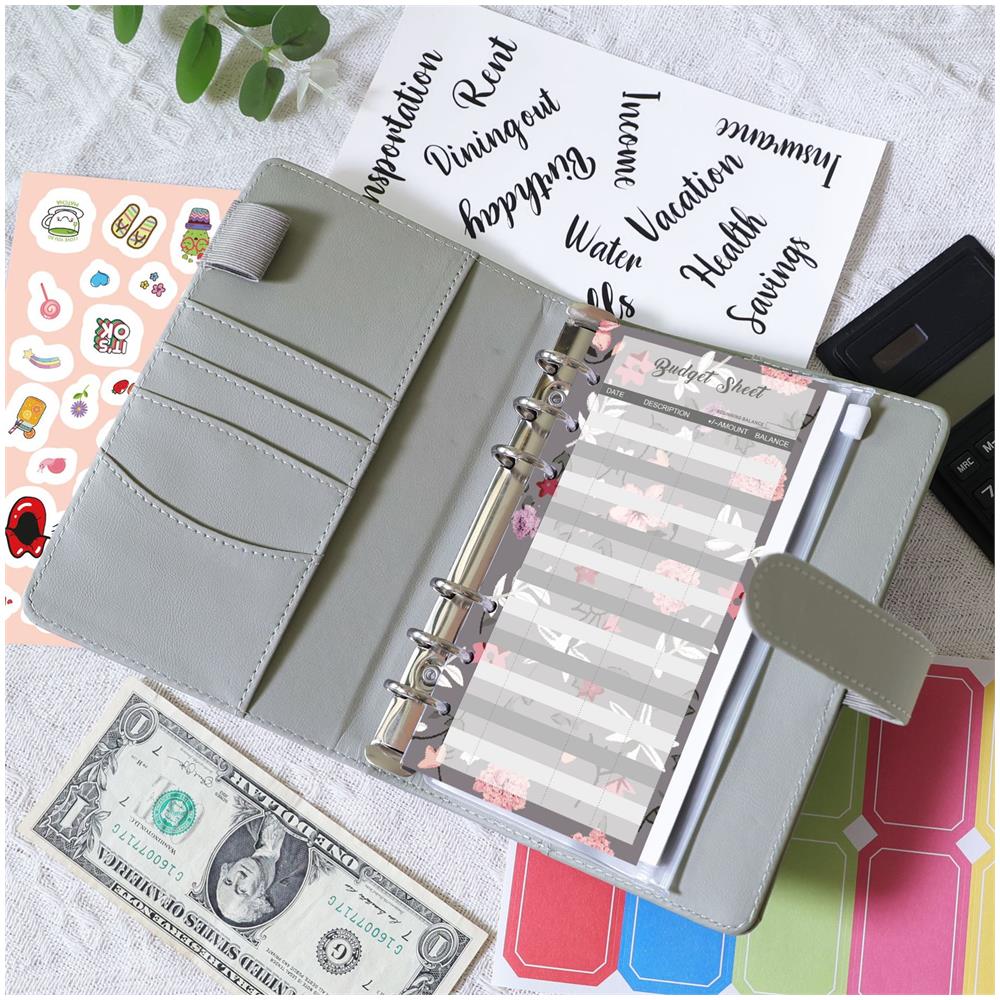 Raccoglitore Ad Anelli A6 Con Pianificatore Di Budget Per Fogli Di Bilancio Grey - Foto 5