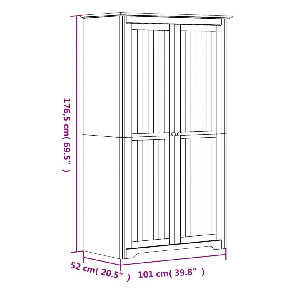 Armadio Bodo 101x52x176,5 Cm In Legno Massello Di Pino Bianco - Foto 8