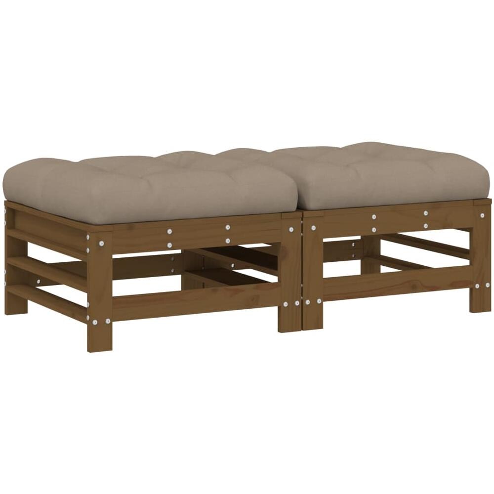 Poggiapiedi Giardino Con Cuscini 2pz Legno Massello Pino Miele - Foto 2