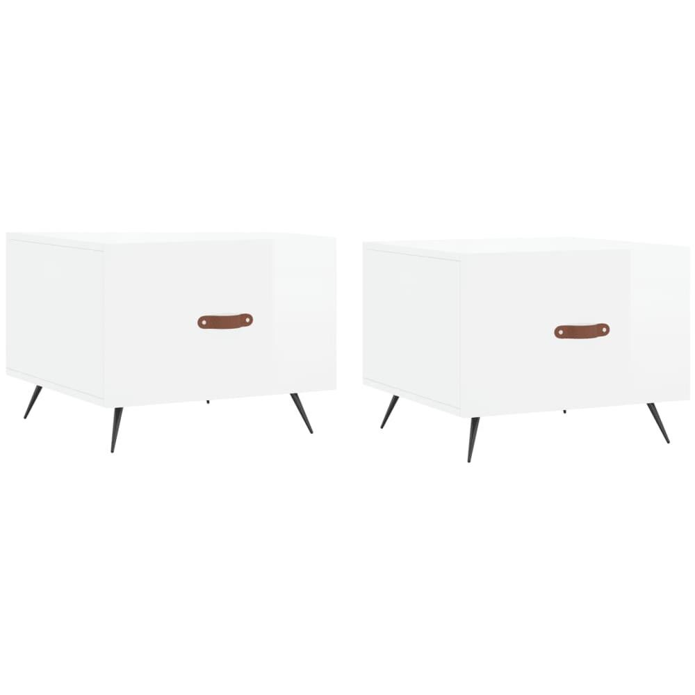Tavolini Salotto 2pz Bianco Lucido 50x50x40cm Legno Multistrato - Foto 2