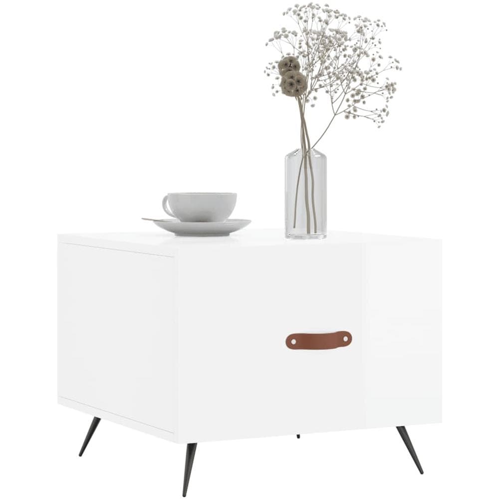 Tavolini Salotto 2pz Bianco Lucido 50x50x40cm Legno Multistrato - Foto 3