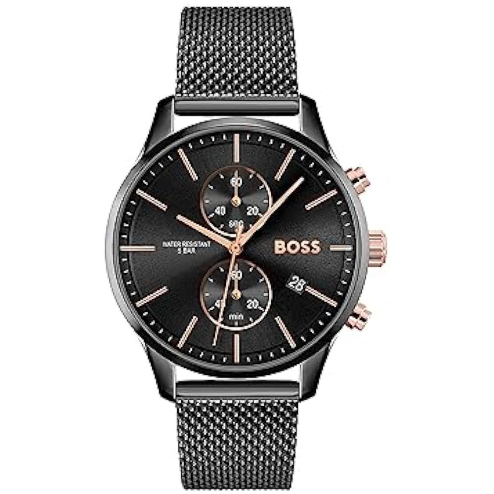 Orologio Con Cronografo Al Quarzo Da Uomo Collezione Associate Con Cinturino In Acciaio Inossidabile, Mesh, Nero (full Black) - Foto 2