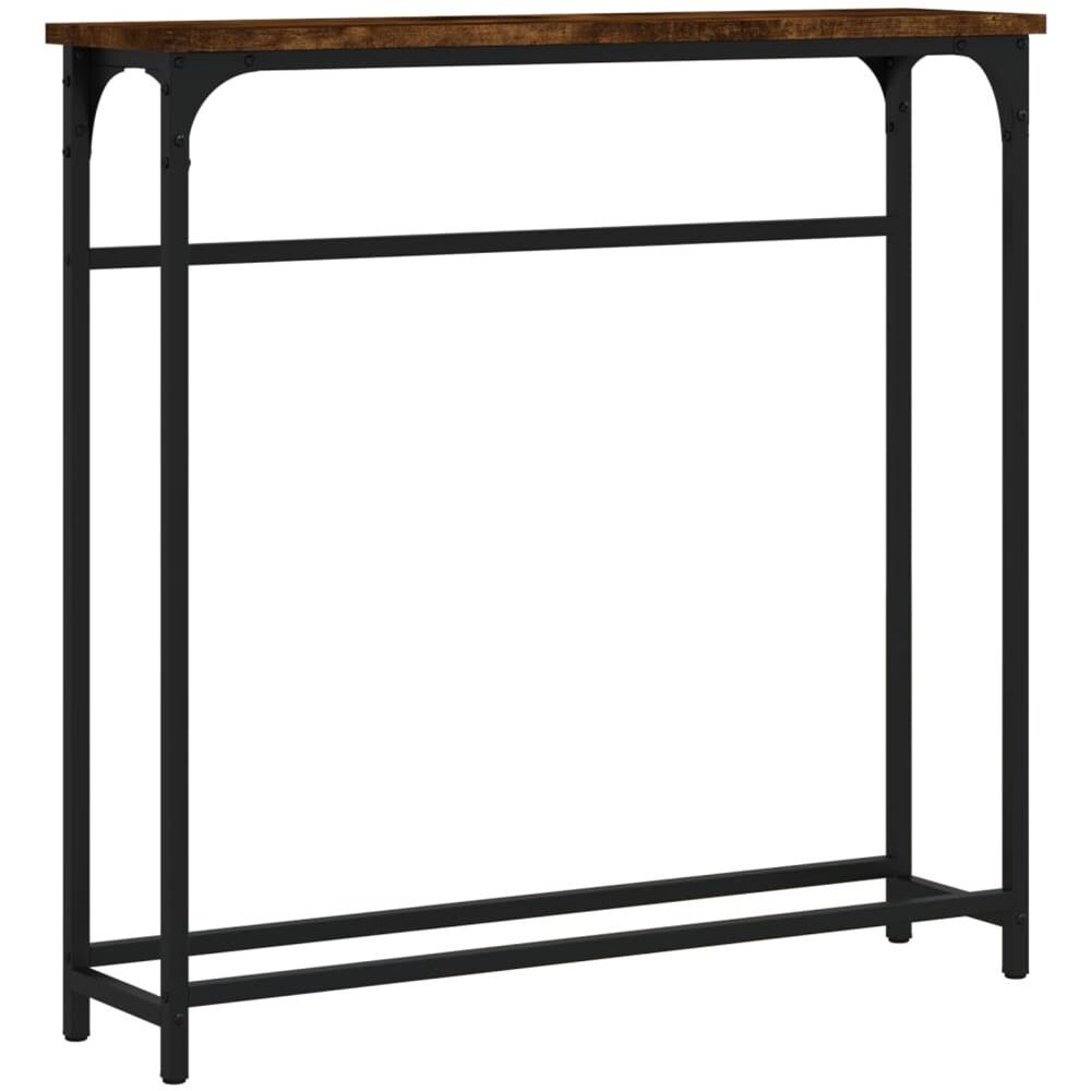 Tavolino Consolle Rovere Fumo 75x19,5x75cm In Legno Multistrato - Foto 2