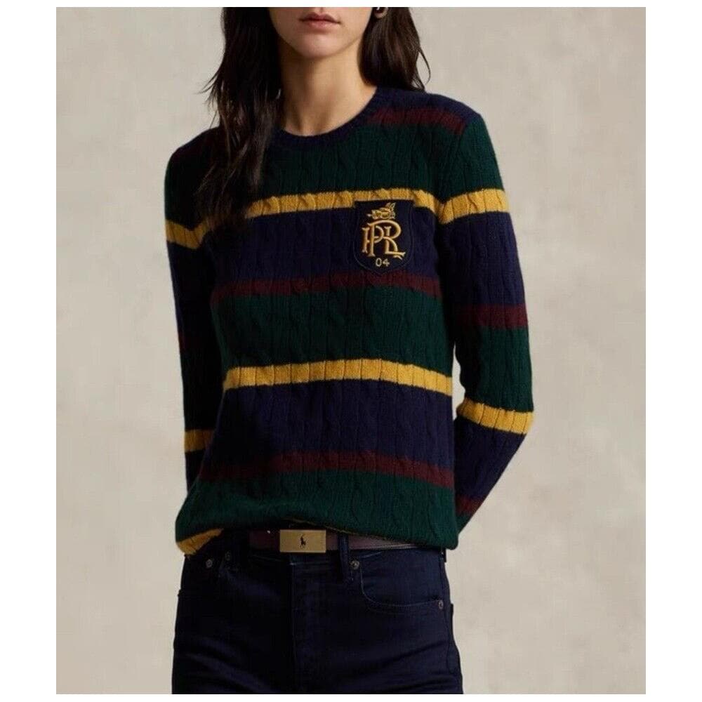 Maglione Ralph Lauren Donna Trecce A Righe Tg L - Foto 4