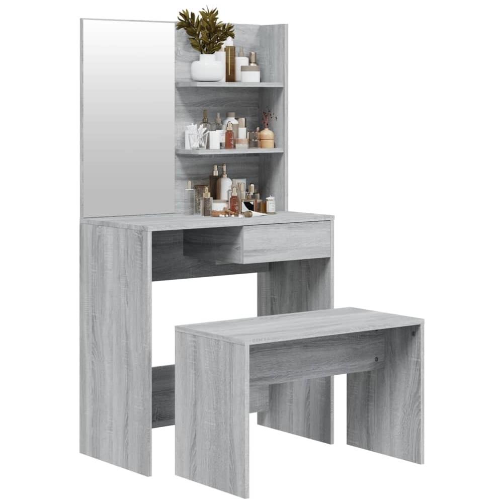 Set Tavolo Da Toeletta Grigio Sonoma 74,5x40x141 Cm - Foto 3