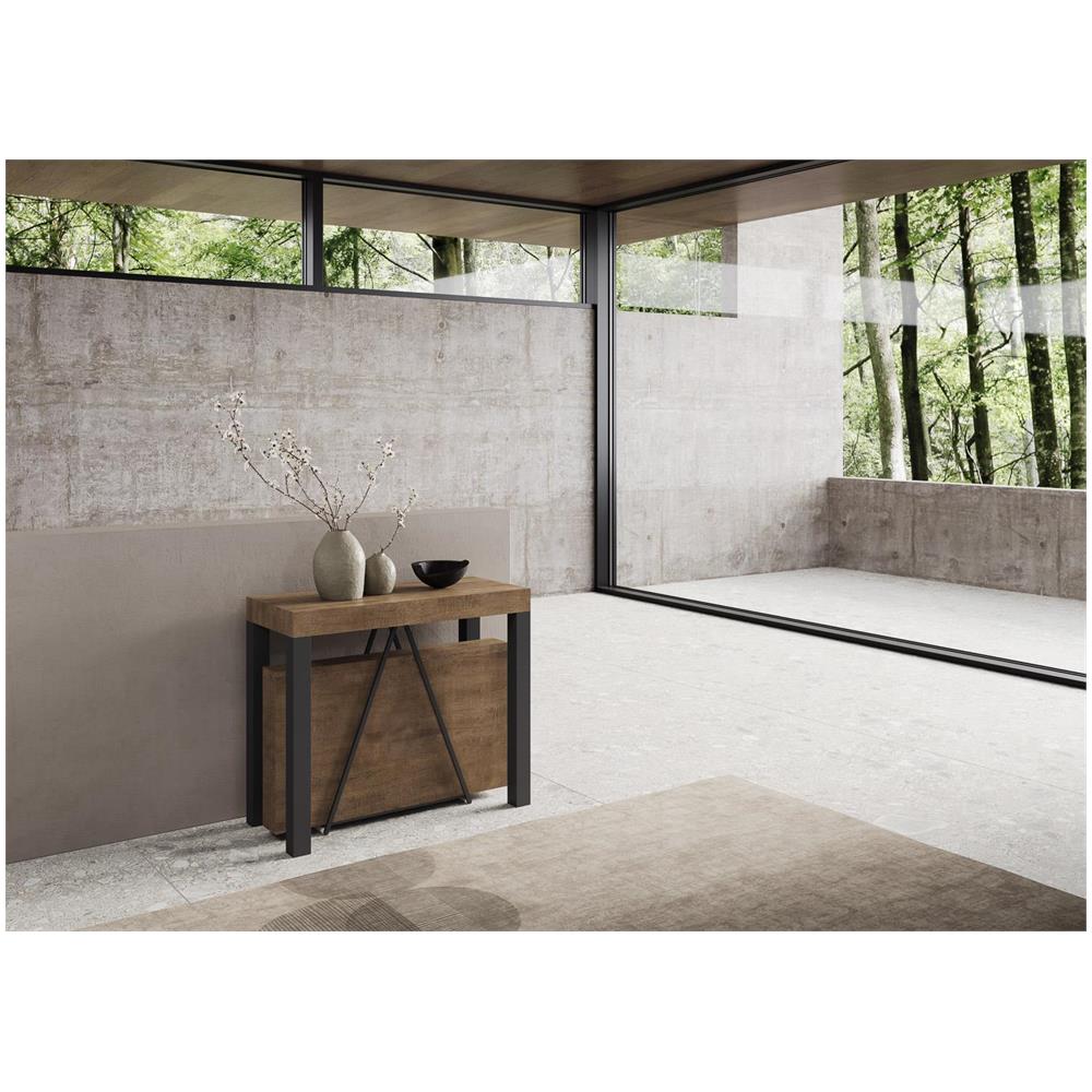 Consolle allungabile 90x40/300 cm Tiris noce telaio antracite - Foto 2