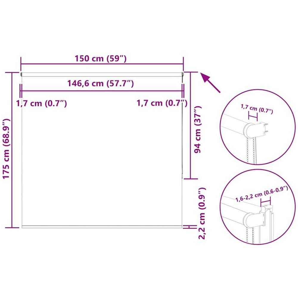 Tenda a Rullo Oscurante 150x175 cm Larghezza Tessuto 146,6 cm - Foto 10