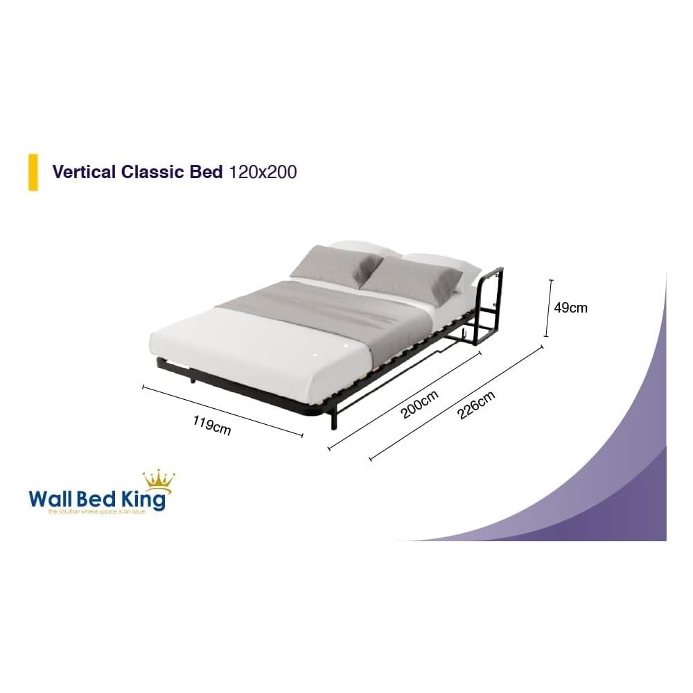 Letto a Scomparsa Verticale Classic 120 x 200 - Meccanismo a Pistone a Gas, Supporta fino a 300kg, Design Salva-spazio, Montaggio Facile, Compatibile con Materassi (Spessore Fino a 30cm) - Foto 1