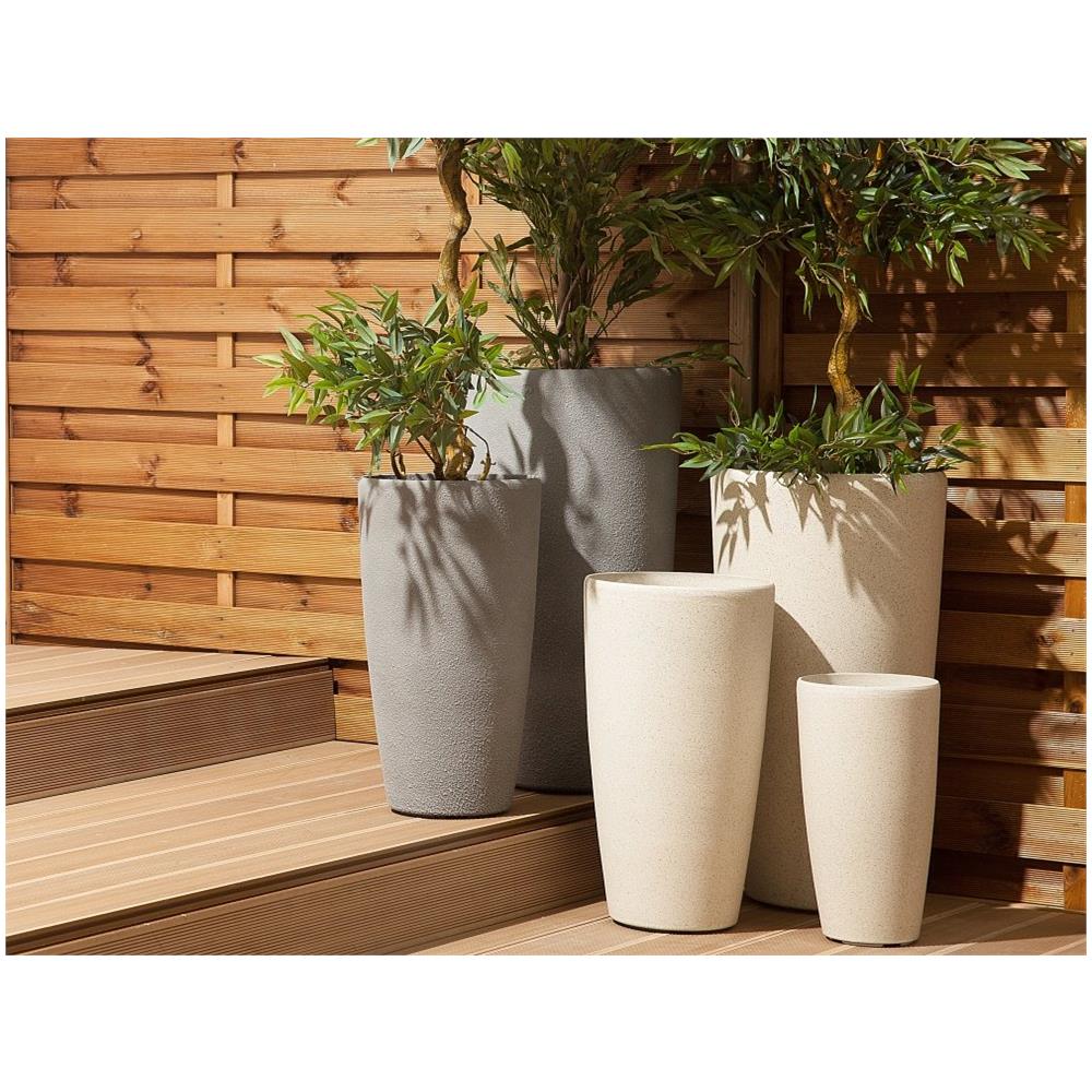 Vaso Da Fiori Moderno Tondo Bianco 31x31x58cm Abdera - Foto 1