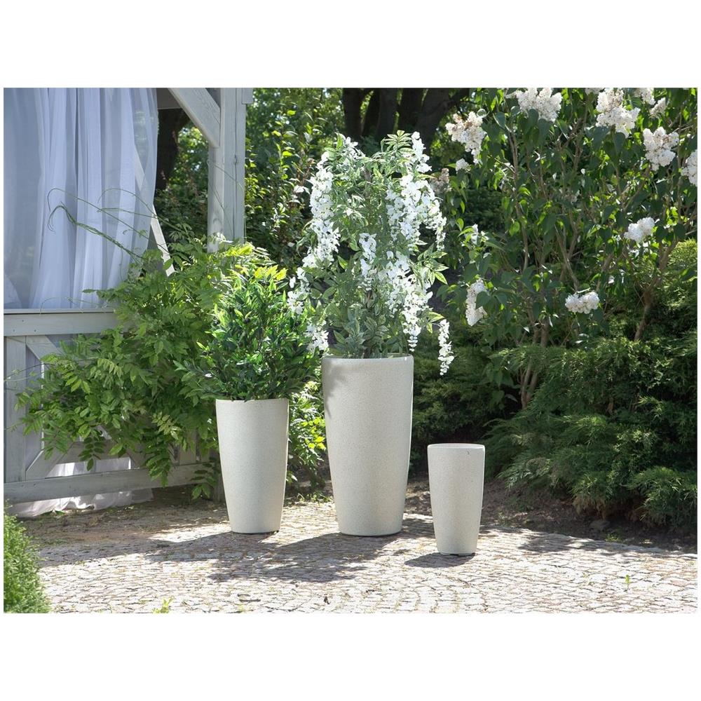 Vaso Da Fiori Moderno Tondo Bianco 31x31x58cm Abdera - Foto 2