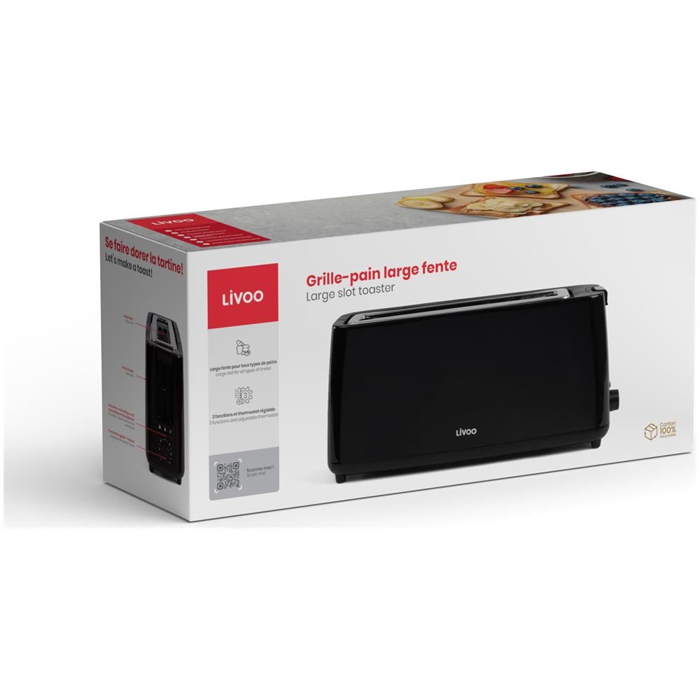 Tostapane a Fessura Larga DOD168N 1 Fetta Potenza 900 W Colore Nero - Foto 4