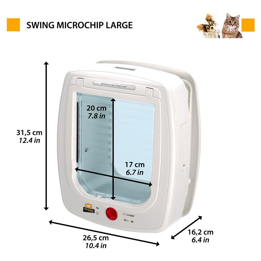 Gattaiola Con Microchip Swing Microchip Large Porta Per Grandi Gatti E Cani Piccoli, Entrata E Uscita Controllabile 4 Vie, Collare Con Microchip Incluso - Foto 2