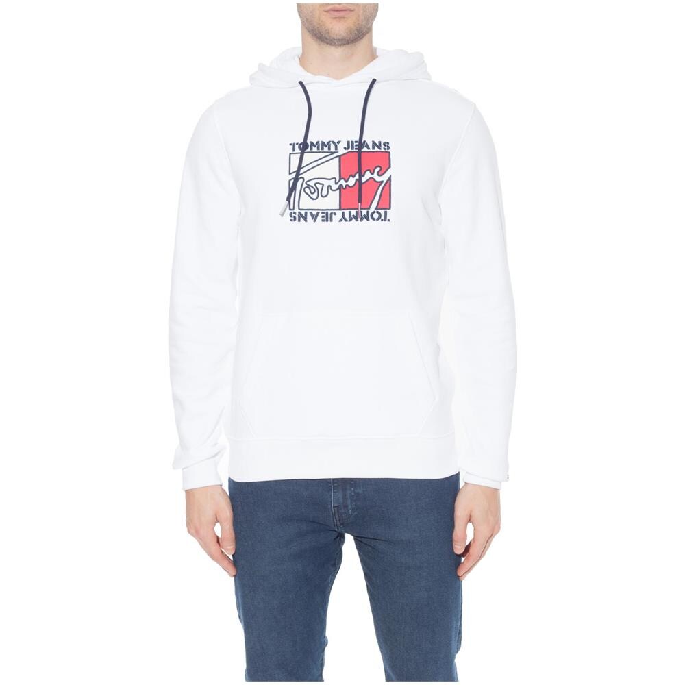 Felpa Uomo Bianca Con Cappuccio E Ricamo Logo - Foto 2