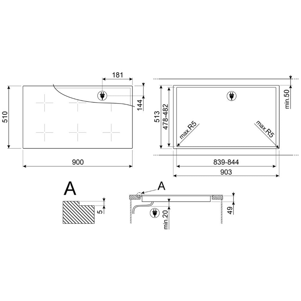 Piano Cottura SI2951D a Induzione 5 Zone Cottura da 90 cm Colore Nero - Foto 2